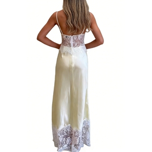 Women's Lace Maxi Dress <b>Spaghetti</b> <b>Strap</b> Open Back V-Neck Dress for Party & Evening Dresses Fashion - Product Image 3