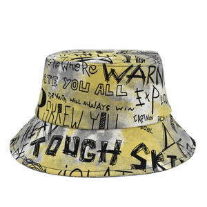 Femmes et hommes Tie Dye Graffiti Big Brim Bucket Hat Fashion Color Print Painting Fisherman Hat - Product Image 4