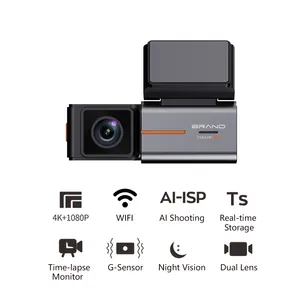 Câmera DVR para carro com controle frontal 4K 1080W, wi-fi, com sensor G e controle por aplicativo, visão noturna automática de 128GB