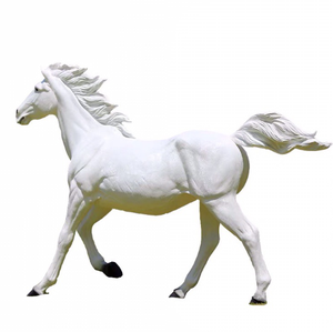 Scultura di Cavallo Bianco Grande per Esterni, Statua di Cavallo in Fibra di Vetro, Decorazione per Zoo, Ornamento Personalizzabile in Dimensioni e Colore - Product Image 1