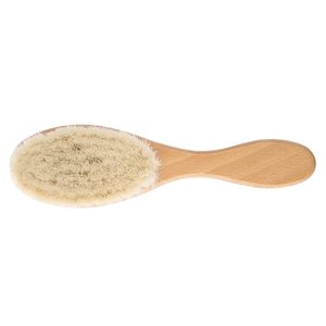 Brosse à cheveux pour bébé <span class=keywords><strong>de</strong></span> 18 cm avec logo personnalisé en gros, poils <span class=keywords><strong>de</strong></span> chèvre doux, brosse en bois pour le cuir chevelu des nouveau-nés, des nourrissons et des tout-petits, douce pour le cuir chevelu - Product Image 4