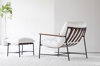 Mobilier moderne du milieu du siècle Vail Ottoman Vintage Boutique Meubles Chaise de salon en bois Chaise de salon rembourrée
