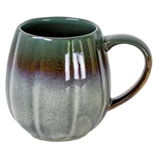 Ceramic Kiln Change Handmade Pottery Coffee Mug Large Pumpkin Mug Tall Latte Tea Cup For Cappuccino Hot Cocoa Office And Home