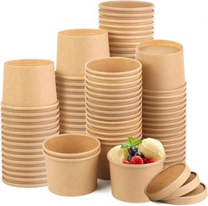 Bol jetable en papier kraft imperméable de qualité alimentaire pour hamburger, pain, salade, collation, bonbons, sucre, lait - Product Image 1