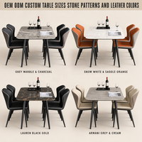 Table à manger en ardoise de luxe ensemble 6 chaises en acier au carbone noir style salle à manger Table en pierre de marbre mobilier moderne
