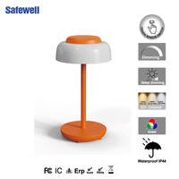 Lampe de table moderne pour l'intérieur et l'extérieur, IP44, étanche, à un seul abat-jour, rechargeable, LED, à intensité variable, lumière d'ambiance pour bar, hôtel, patio, décoration