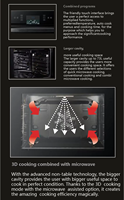 Four à micro-ondes encastrable électrique en verre noir avec grill, 60 cm, capacité 73 L, commande tactile complète pour usage hôtelier et domestique