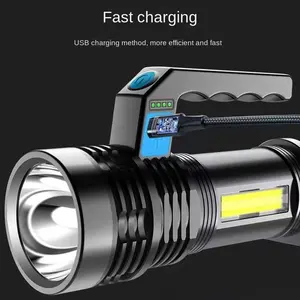 Powerful Plastic ABS Rechargeable Outdoor Searchlight Handheld Lamp Torch Light Flashlight Led Long Range Powerful