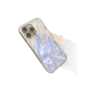 Coque de téléphone transparente antichoc en TPU avec motif papillon ailes argentées dégradées et plumes pour <span class=keywords><strong>iPhone</strong></span> 16 et 17 Pro Max - Product Image 5