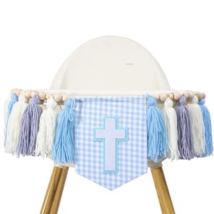 Guirnalda <span class=keywords><strong>de</strong></span> Borlas Cruzadas para Silla Alta, Decoraciones para la <span class=keywords><strong>Primera</strong></span> Comunión <span class=keywords><strong>de</strong></span> Niños, Tema <span class=keywords><strong>de</strong></span> Cruz, Borlas Azules, Guirnalda <span class=keywords><strong>de</strong></span> Cuentas <span class=keywords><strong>de</strong></span> Madera - Product Image 1