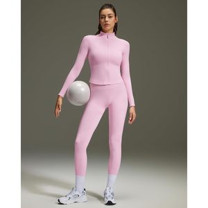 <b>Workout</b> Sets For Women Booty Leggings Matching Zip Up <b>Jacket</b> Gym Outfits With Pockets Rose Pink XL Slim Fit - Product Image 2