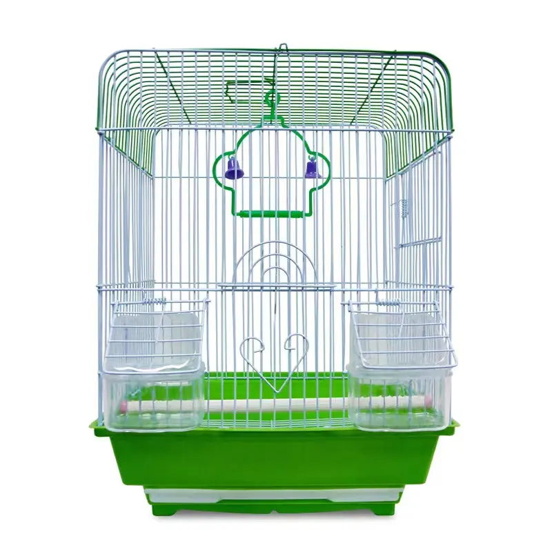 Stock Pet Produkte Flat Top Sittich Vogelkäfig, Draht Birdcage Hanging House mit Outside Feeder Waterer und abnehmbarem Tablett 12PCS