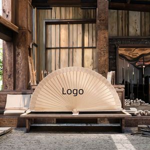 Abanico de mano de madera maciza lisa pintada, plegable, personalizado, elegante, para danza y Año Nuevo Chino - Product Image 3