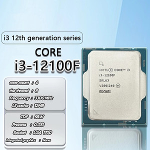 สำหรับ I3หลัก12100F 3.3 GHz 4-core 8-Thread CPU Processor 7 L3 = 12M 60W LGA 1700 I3-12100F I3-12100F I3-12100F - Product Image 4