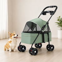 Poussette pliable légère pour animaux de compagnie avec auvent en maille respirante, ouverture double avant-arrière, 4 roues, pour chiens et chats, vente en gros