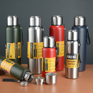 Stainless Steel Thermos Flask 1000Ml Double Wall Vacuum Insulated Portable Outdoor Water Bottle For Travel Hiking - Product Image 1