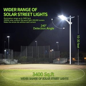 Farola Solar de 2000W con Control Remoto, Sensor de Movimiento, IP67 Impermeable, Lámpara de Poste para Iluminación Comercial de Estacionamientos - Product Image 4