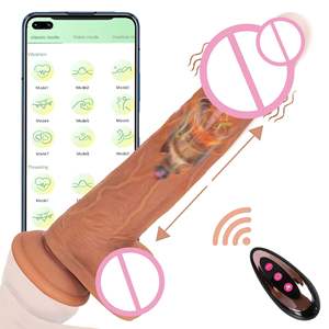 Groothandel Realistische Siliconen Telescopische Vibrator Verwarmde G-Spot Stimulator Grote Penis Stuwende Dildo Seksspeeltjes Voor Vrouwen - Product Image 1