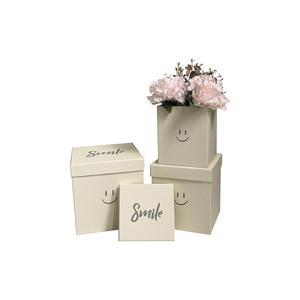 Kotak Bunga Tiga Bagian Bentuk Persegi dengan Wajah Tersenyum, Kotak Hadiah Pengiring Pengantin Pernikahan, Kotak Hadiah Hari Ibu - Product Image 3