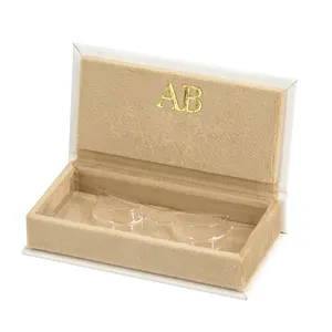 豪华设计造型空磁性睫毛盒带透明窗口粉色睫毛包装盒自有品牌定制睫毛盒