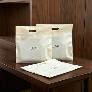 GRS Recyclable Frosted CPE Handle Bags | Thickened Clothing Packaging for Apparel Underwear <b>Garments</b> - Product Image 4