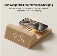 Réveil double avec chargeur sans fil MagSafe 15W (non-QI) Lumière nocturne à 3 niveaux de luminosité réglable Câble Type-C