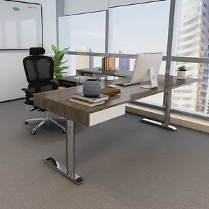 Bermo merek Modern sederhana tiga motor tinggi dapat disesuaikan kantor meja eksekutif furnitur kantor mengangkat manajer meja bos