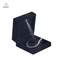 Boîte à bijoux de luxe Paclov à charnière en velours, boîte cadeau en gros avec lumière LED, emballage et présentation de bijoux