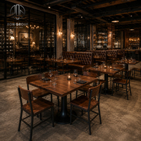 Ensemble de mobilier de restaurant Ron Group : banquette en cuir tufté, table carrée en bois et chaises – Prix usine
