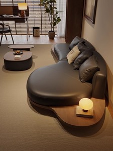 Estilo medieval Simple y elegante Combinación personalizada Bandeja de madera <span class=keywords><strong>Chaise</strong></span> <span class=keywords><strong>Longue</strong></span> de cuero en forma de sala de estar Sofá de hotel - Product Image 4