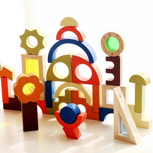 Ensemble de blocs de construction en bois <span class=keywords><strong>Montessori</strong></span> StarQmi, fenêtre miroir couleur, thème fantastique science-fiction photosensible, exploration sensorielle - Product Image 5