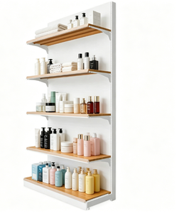 Estantería de Góndola de Madera Resistente para Supermercado, Estante Rectangular sin Respaldo de 5 Niveles Ajustables para Montaje en Pared, para Exhibición en Tiendas - Product Image 6