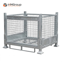 Conteneur de palette pliable et empilable en fil métallique galvanisé, robuste, pour stockage industriel personnalisé en entrepôt