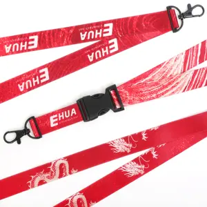 Factory Custom Design Logo Heat Transfer Dye Sublimation Printed Lanyard With Logo Lanyard Id Card Badge Holder For Gift