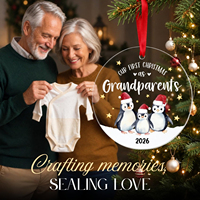 Notre Premier Noël Grandparents 2026 - Ornement en Acrylique - Cadeau d'Annexionnement pour Nouveaux Grandparents (Chine)