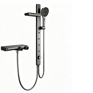 Ensemble <span class=keywords><strong>de</strong></span> <span class=keywords><strong>douche</strong></span> <span class=keywords><strong>thermostatique</strong></span> gris anthracite poli pour marché européen avec robinet en céramique, jets latéraux massants et <span class=keywords><strong>colonne</strong></span> <span class=keywords><strong>de</strong></span> <span class=keywords><strong>douche</strong></span> verticale - Product Image 2