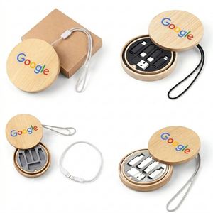 Kit de Cable de Carga con Logotipo Personalizado de Bambú Reciclado Sostenible y Ecológico 2026, Regalo Tecnológico Portátil de Viaje para la Integración de Empleados - Product Image 1