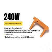 Adaptateur de câble de données Type-C vers Type-C 240W, charge rapide 5A, petit, portable, pliable pour écouteurs, ordinateurs portables, jeux
