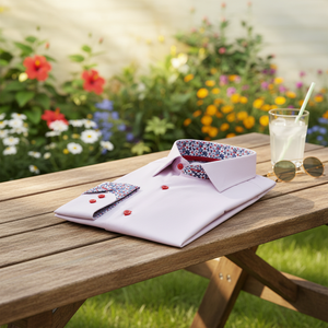 Chemise pour homme en coton 100% à imprimé floral rose, décontractée, respirante, grande taille - Product Image 2