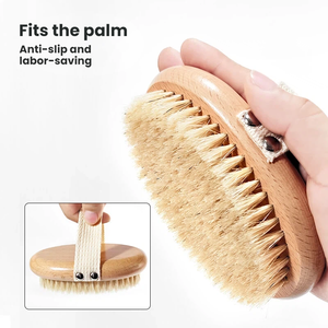 Spazzola per il Corpo Ovale Personalizzabile con Logo, Esfoliante per Uso Bagnato/Asciutto, in Legno di Faggio con Setole di Cinghiale e Sisal, per Massaggio della Pelle Secca, Stile Semplice - Product Image 2