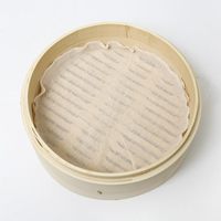 Panier à vapeur en bambou fait à la main de 10 pouces au design traditionnel à 2 niveaux pour le pot en verre en acier inoxydable en bois de gaz à induction pour les boulettes