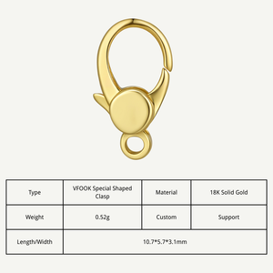 Vfook biểu tượng tùy chỉnh mới tôm hùm Clasp với mở nhảy Vòng không bị xỉn màu thực sự rắn vàng trang sức tìm Clasp cho vòng cổ làm - Product Image 2