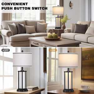 Lampe de chevet avec ports USB et Type-C, fonction veilleuse, idéale <span class=keywords><strong>pour</strong></span> la chambre à coucher et le salon - Product Image 3