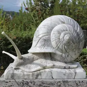 New Customized Design Landscape Park Decoration Stone Carving White Marble Snail Sculpture For Sale