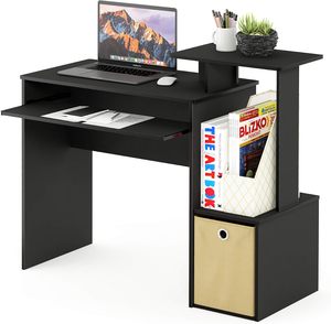 Escritorio de Computadora Moderno con Bandeja para Teclado, Estantería Lateral, Gabinete de Almacenamiento, Escritorio para Oficina en Casa, <span class=keywords><strong>Estudio</strong></span>, Escritorio para Escribir para Habitaciones Pequeñas - Product Image 3