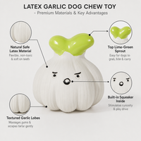 Jouet couineur pour chien en latex naturel, adorable jouet à mâcher pour chien en forme d'ail, jouet de dentition souple pour chiots et chiens de petite et moyenne taille