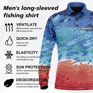 Chemises de pêche personnalisées Australie Uniforme de pêche imprimé par sublimation 3d à manches longues vêtements de pêche en polyester pour hommes unisexe - Product Image 2