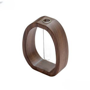 Jarrón hidropónico minimalista de madera con tubo de vidrio para decoración de plantas de escritorio - Product Image 4