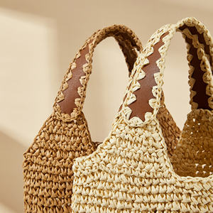 Sac fourre-tout en paille tressée style espagnol 2026 avec chaînes et broderies, grand sac à main de plage pour femmes - Product Image 3