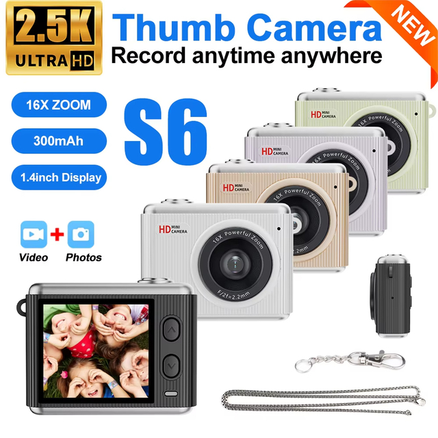 2026 New Thumb Pocket CCD Digital Camera HD Retro Mini Camera Portable Keychain Camera Outdoor Travel Photo Recorder Gift S6